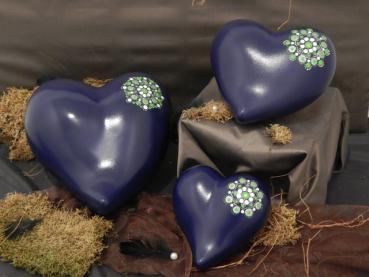 Tierurnen für den Innenbereich - Herz, Kobaltblau mit Dotpaintmotiv, Gruppenbild