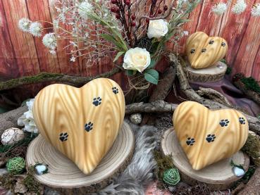 Tierurnen für den Innenbereich - Herz Holzoptik, Gelb - Gruppenbild (G1-G3)