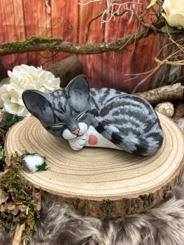 Tierurne für den Innenbereich - Katze - Grau getigert - Volumen: ca. 0,60 Ltr.