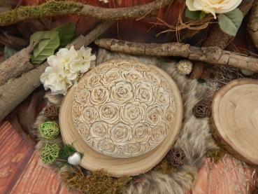 Tierurne Außenbereich - Diskusform mit Rosenblüten, Creme, Volumen: ca. 2,20 Ltr. (Auslaufmodell)