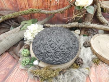 Tierurne Außenbereich - Diskusform mit Rosenblüten, Grau-Schwarz, Volumen: ca. 2,20 Ltr. (Auslaufmodell)