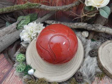Tierurne Außenbereich - Kugelform mit Doppelherz, Rot, Volumen: ca. 2,50 Ltr. (Auslaufmodell)