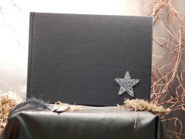 Erinnerungsbuch mit Strass-Stern auf der Frontseite, DIN A 5, Querformat, 80 Blatt, Papier 140 g/m²