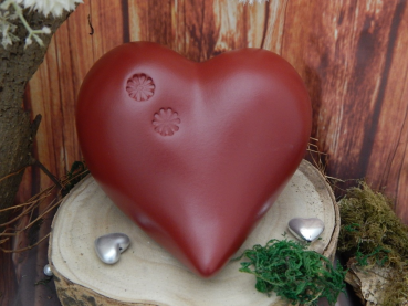 Tierurne für den Innenbereich, Herzform, Rot mit zwei Blüten - Sondermodell