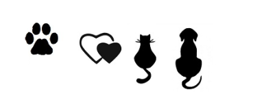 Hochwertige Folienbeschriftung - verschiedene Symbole (Pfote, Doppelherz, Katze, Hund)