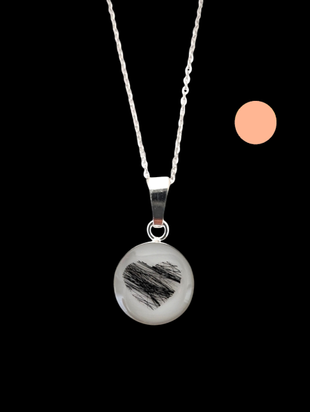 Erinnerungsschmuck mit Tierfell in Herzform - Kreis - vergoldet Rosé