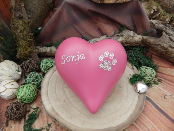 Musterurne mit Strass-Name und Strass-Pfote