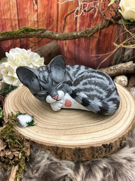 Tierurne für den Innenbereich - Katze - Grau getigert - Volumen: ca. 0,60 Ltr.